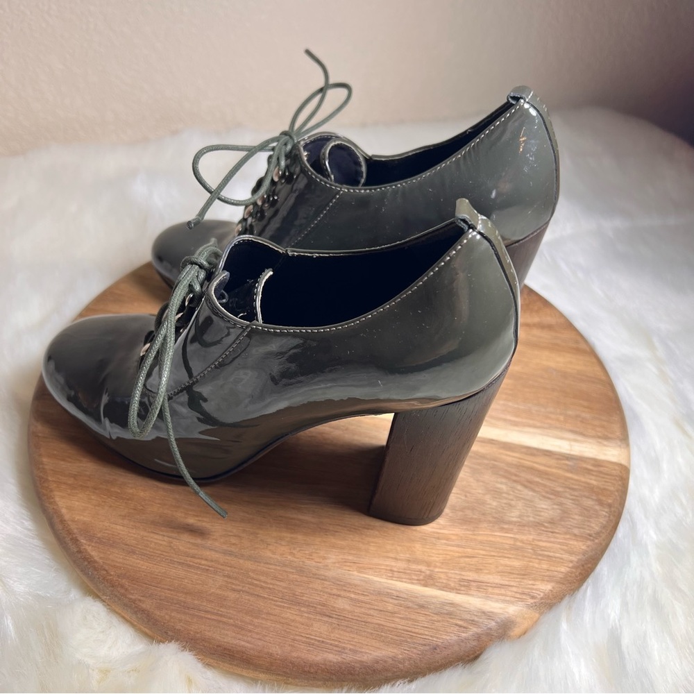 Theory Lace Up Oxford Heeled Booties Size 36.5 - Picture 6 of 11